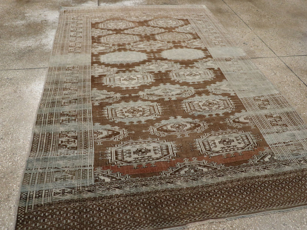 Vintage Central Asia Turkoman Accent Rug, No.33314 - Gsblank