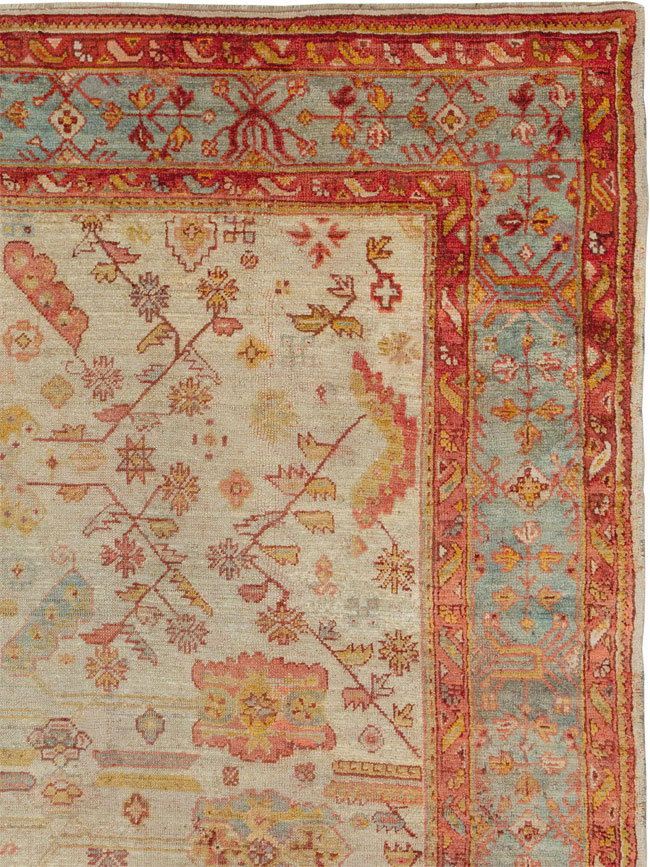 Antique Turkish Oushak Large Square Room Size Carpet, No.33319 - Gsblank