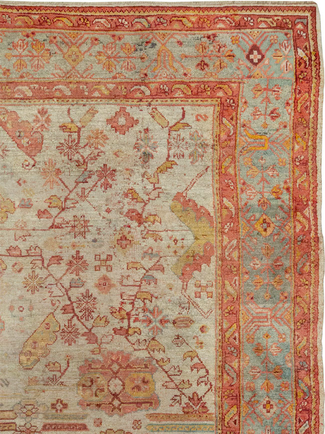 Antique Turkish Oushak Large Square Room Size Carpet, No.33319 - Gsblank