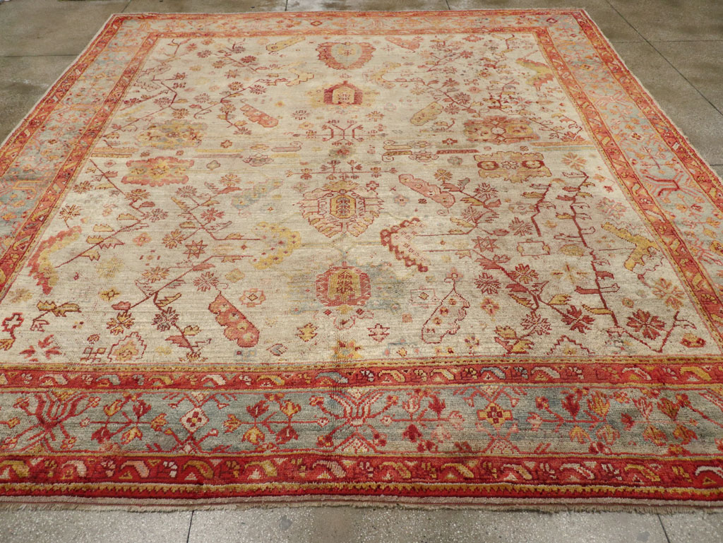 Antique Turkish Oushak Large Square Room Size Carpet, No.33319 - Gsblank