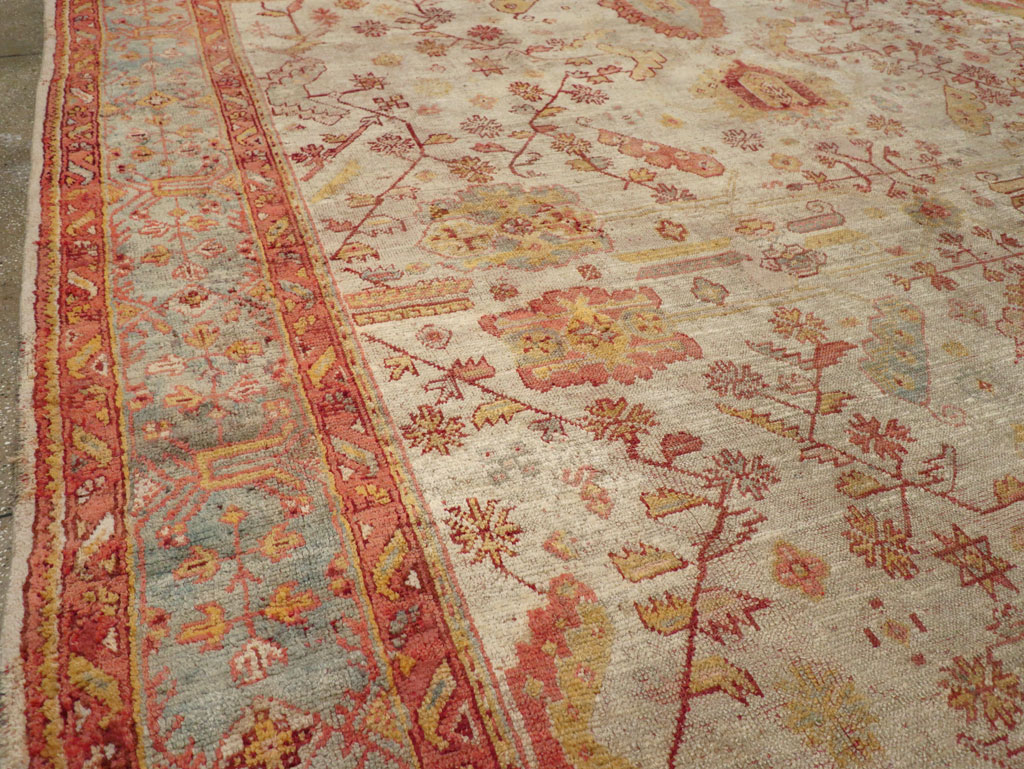 Antique Turkish Oushak Large Square Room Size Carpet, No.33319 - Gsblank