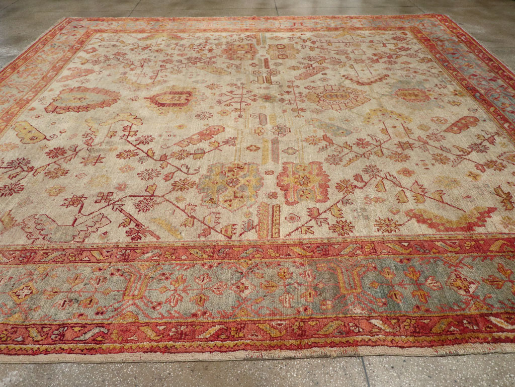 Antique Turkish Oushak Large Square Room Size Carpet, No.33319 - Gsblank