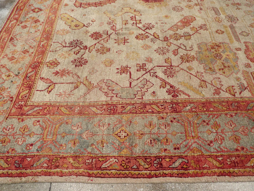 Antique Turkish Oushak Large Square Room Size Carpet, No.33319 - Gsblank