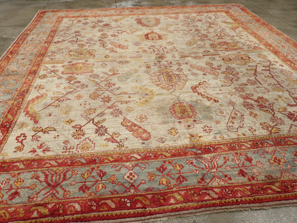 Antique Turkish Oushak Large Square Room Size Carpet, No.33319 - Gsblank