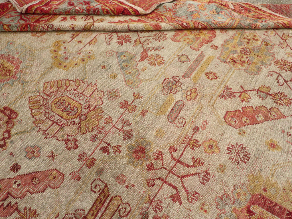 Antique Turkish Oushak Large Square Room Size Carpet, No.33319 - Gsblank