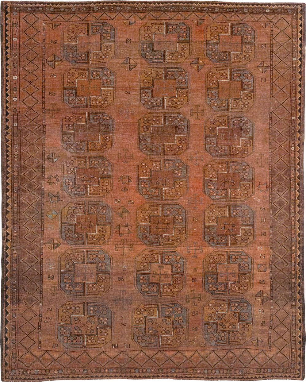 Vintage Central Asian Turkoman Accent Carpet, No.33321 - Gsblank