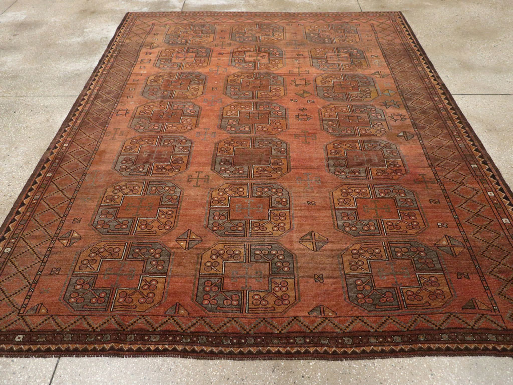 Vintage Central Asian Turkoman Accent Carpet, No.33321 - Gsblank