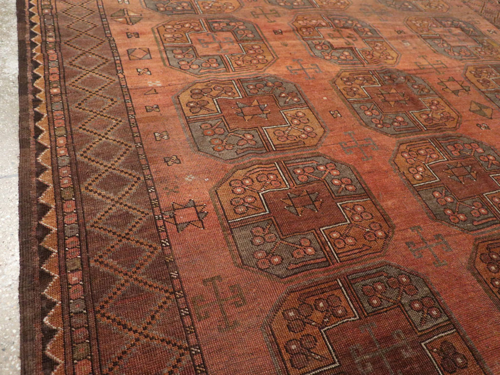 Vintage Central Asian Turkoman Accent Carpet, No.33321 - Gsblank