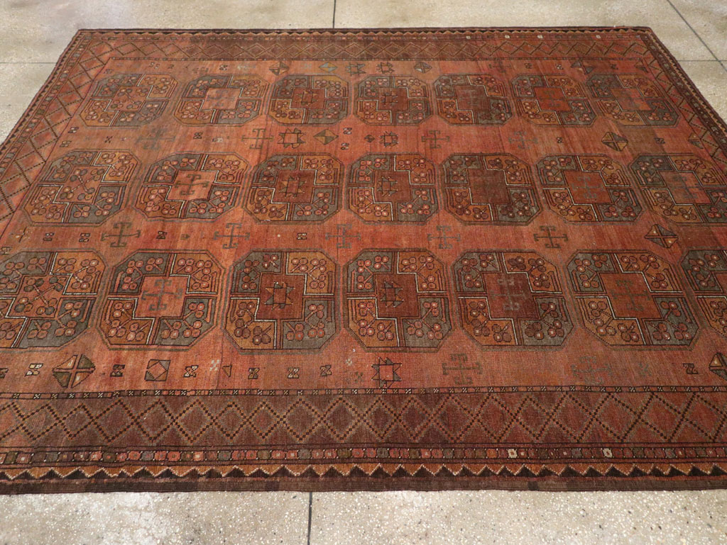 Vintage Central Asian Turkoman Accent Carpet, No.33321 - Gsblank