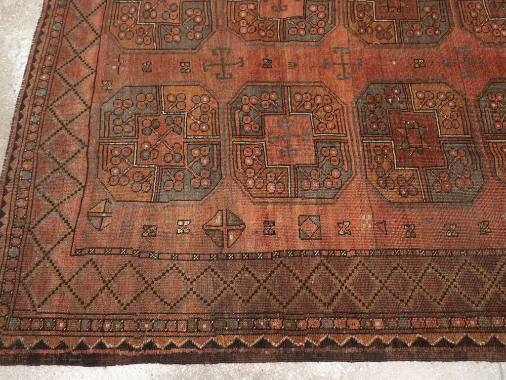 Vintage Central Asian Turkoman Accent Carpet, No.33321 - Gsblank