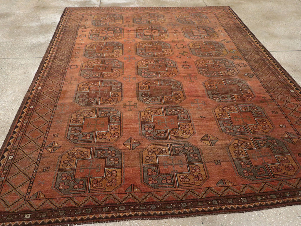 Vintage Central Asian Turkoman Accent Carpet, No.33321 - Gsblank