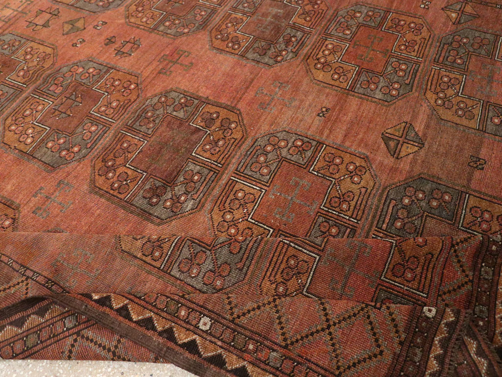 Vintage Central Asian Turkoman Accent Carpet, No.33321 - Gsblank