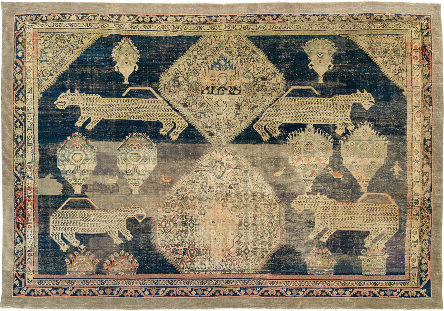 Antique Persian Fereghan Pictorial Room Size Carpet, No.33325 - Gsblank