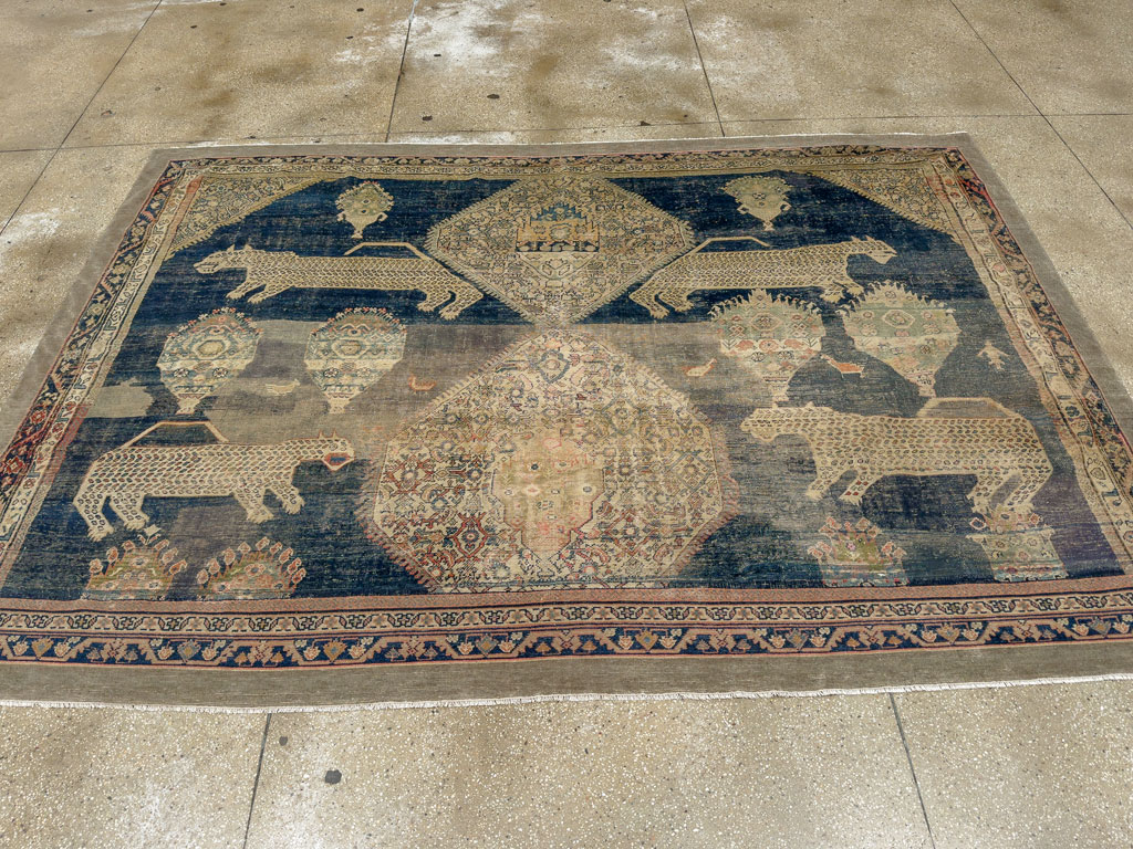 Antique Persian Fereghan Pictorial Room Size Carpet, No.33325 - Gsblank