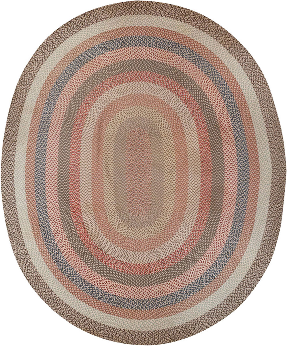 Vintage American Braid Round Rug, No.33327 - Gsblank