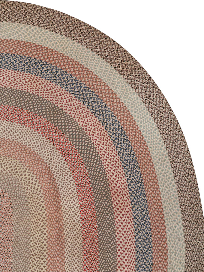 Vintage American Braid Round Rug, No.33327 - Gsblank