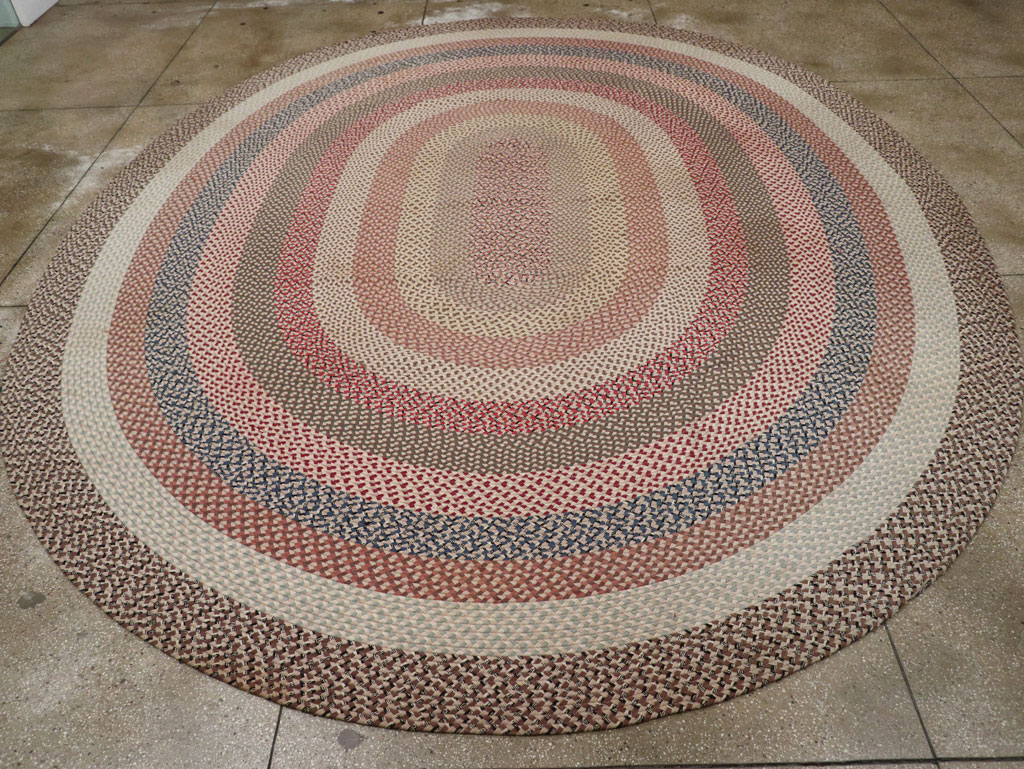 Vintage American Braid Round Rug, No.33327 - Gsblank