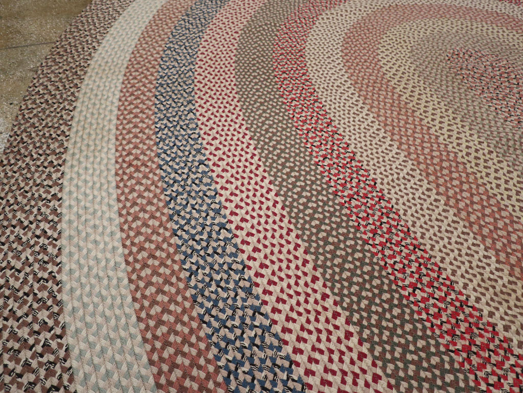 Vintage American Braid Round Rug, No.33327 - Gsblank