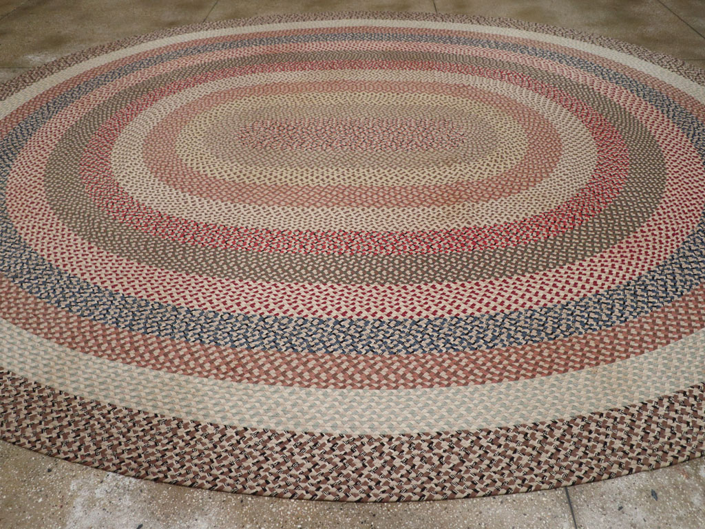Vintage American Braid Round Rug, No.33327 - Gsblank