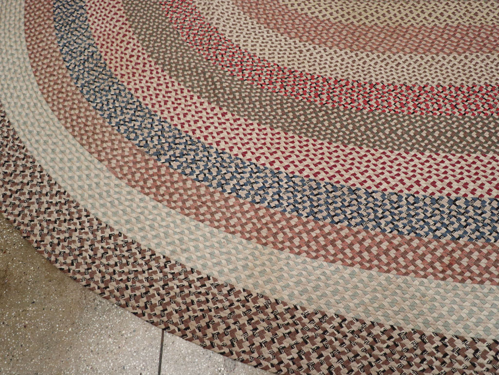 Vintage American Braid Round Rug, No.33327 - Gsblank