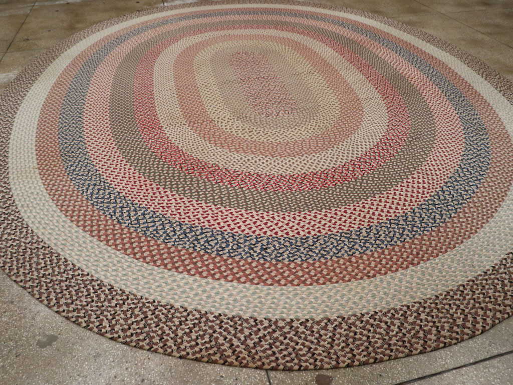 Vintage American Braid Round Rug, No.33327 - Gsblank