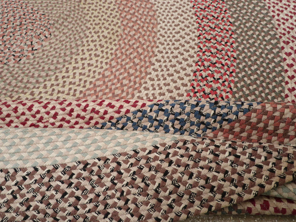 Vintage American Braid Round Rug, No.33327 - Gsblank