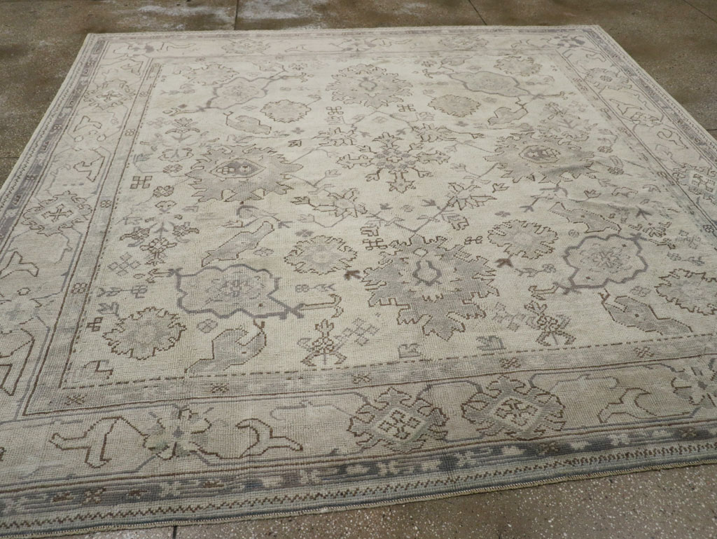 Antique Turkish Oushak Square Room Size Carpet, No.33328 - Gsblank