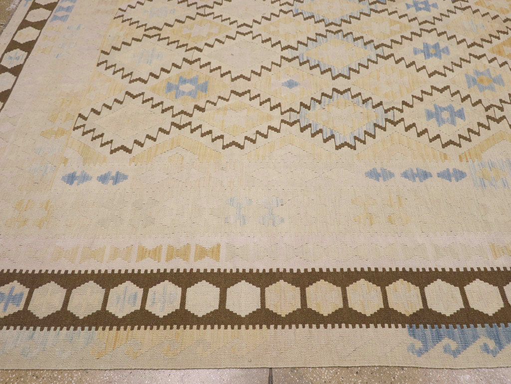 Vintage Turkish Flatweave Kilim Large Room Size Carpet, No.33347 - Gsblank