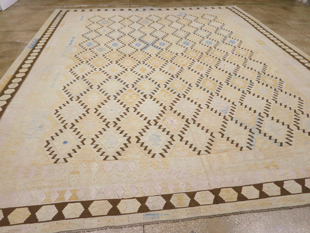 Vintage Turkish Flatweave Kilim Large Room Size Carpet, No.33347 - Gsblank