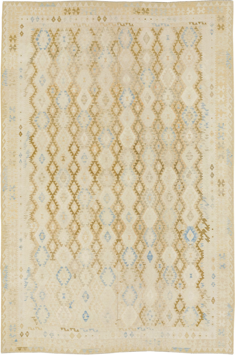 Vintage Turkish Flatweave Kilim Large Room Size Carpet, No.33348 - Gsblank