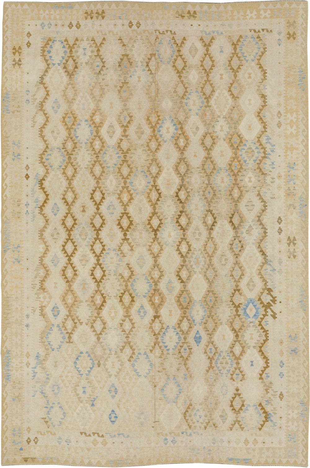 Vintage Turkish Flatweave Kilim Large Room Size Carpet, No.33348 - Gsblank