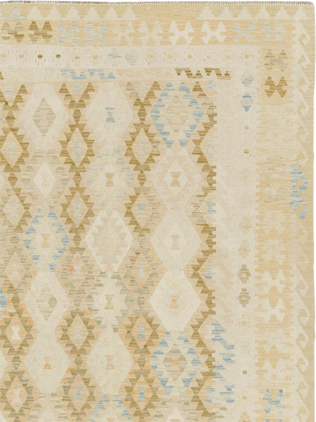 Vintage Turkish Flatweave Kilim Large Room Size Carpet, No.33348 - Gsblank