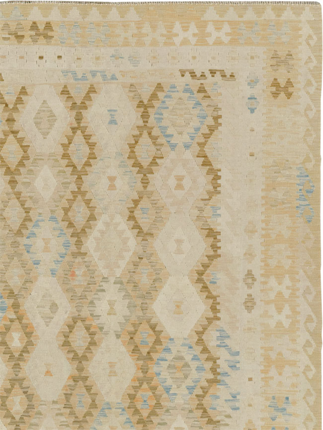 Vintage Turkish Flatweave Kilim Large Room Size Carpet, No.33348 - Gsblank