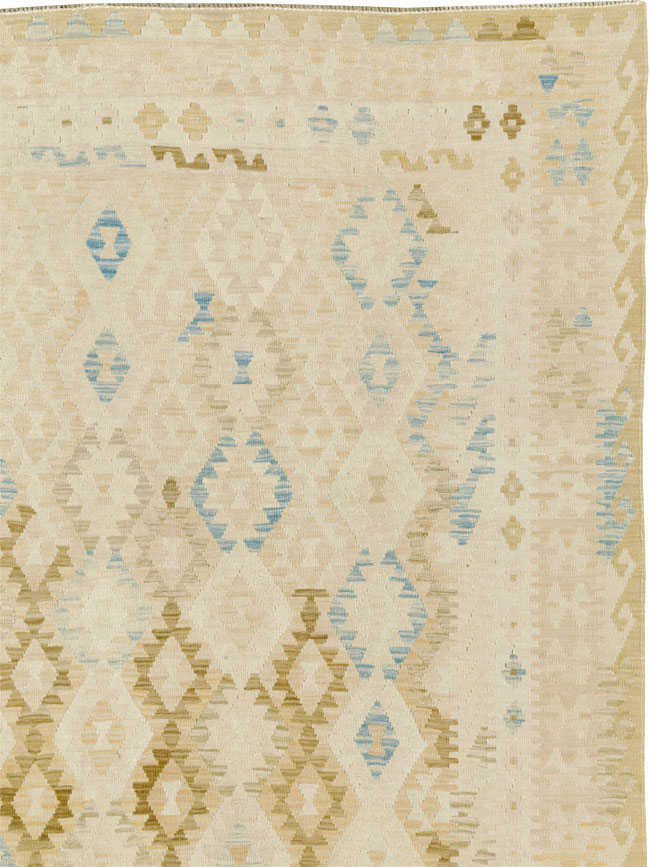 Vintage Turkish Flatweave Kilim Large Room Size Carpet, No.33348 - Gsblank