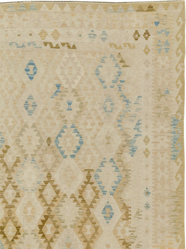 Vintage Turkish Flatweave Kilim Large Room Size Carpet, No.33348 - Gsblank