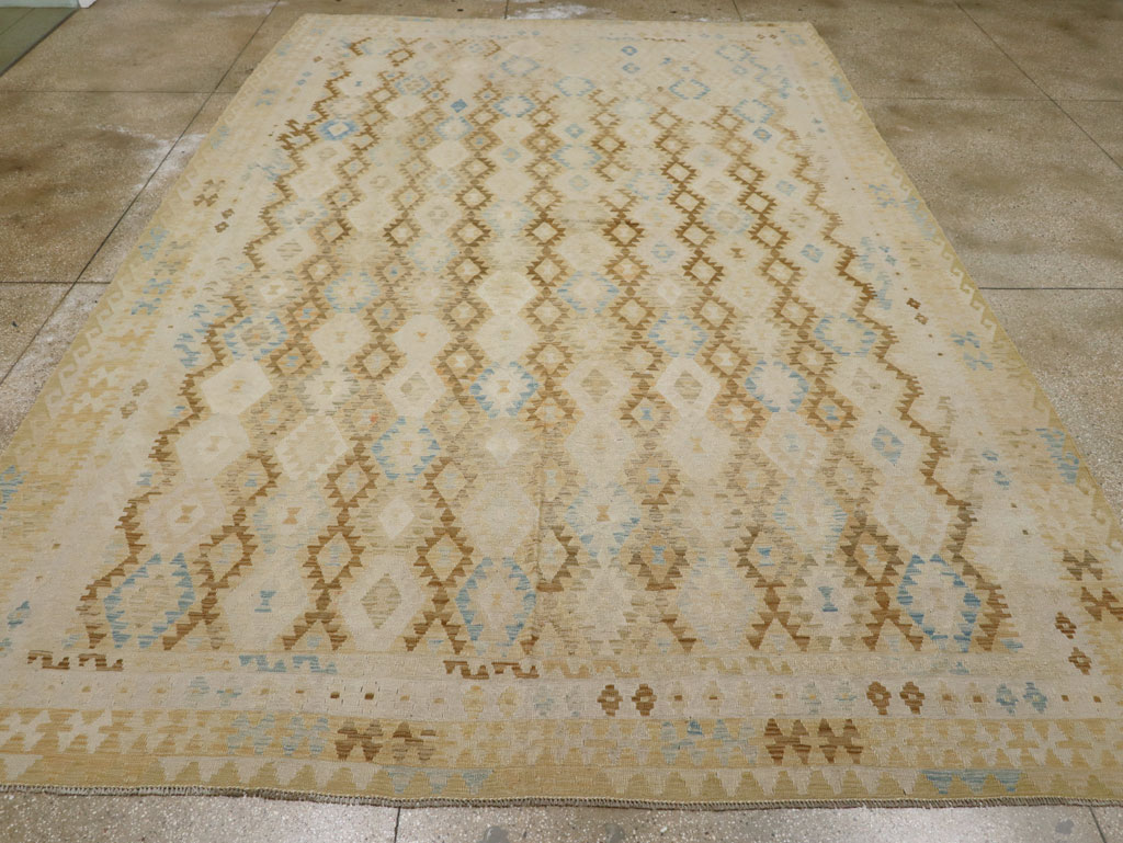 Vintage Turkish Flatweave Kilim Large Room Size Carpet, No.33348 - Gsblank