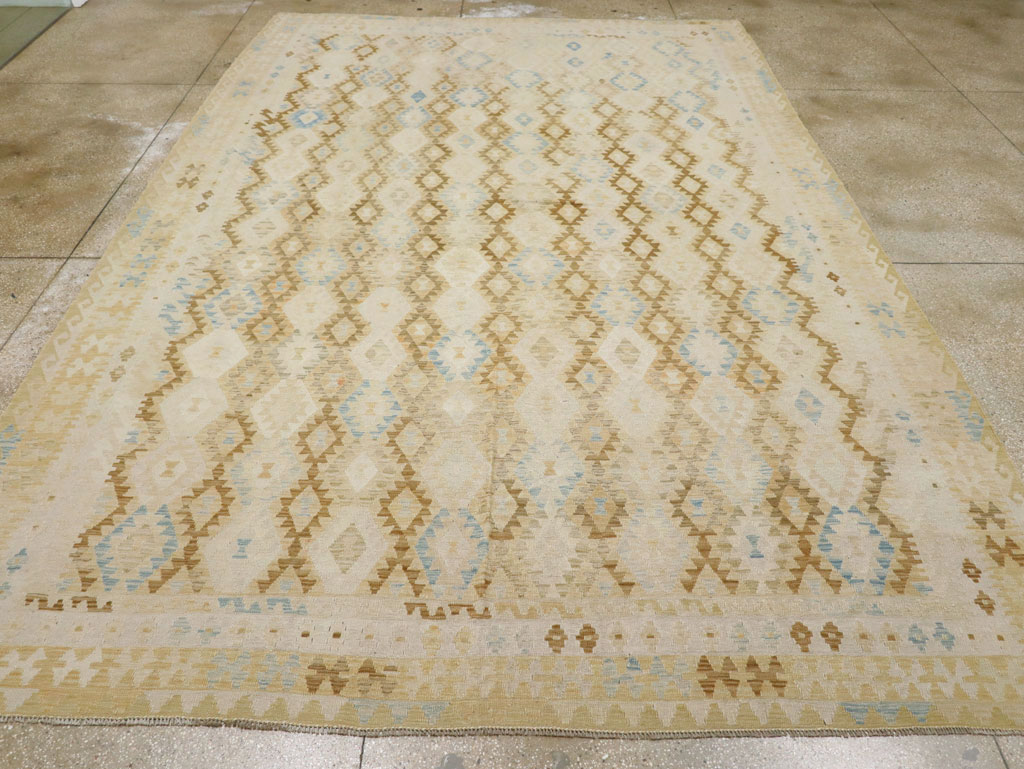 Vintage Turkish Flatweave Kilim Large Room Size Carpet, No.33348 - Gsblank