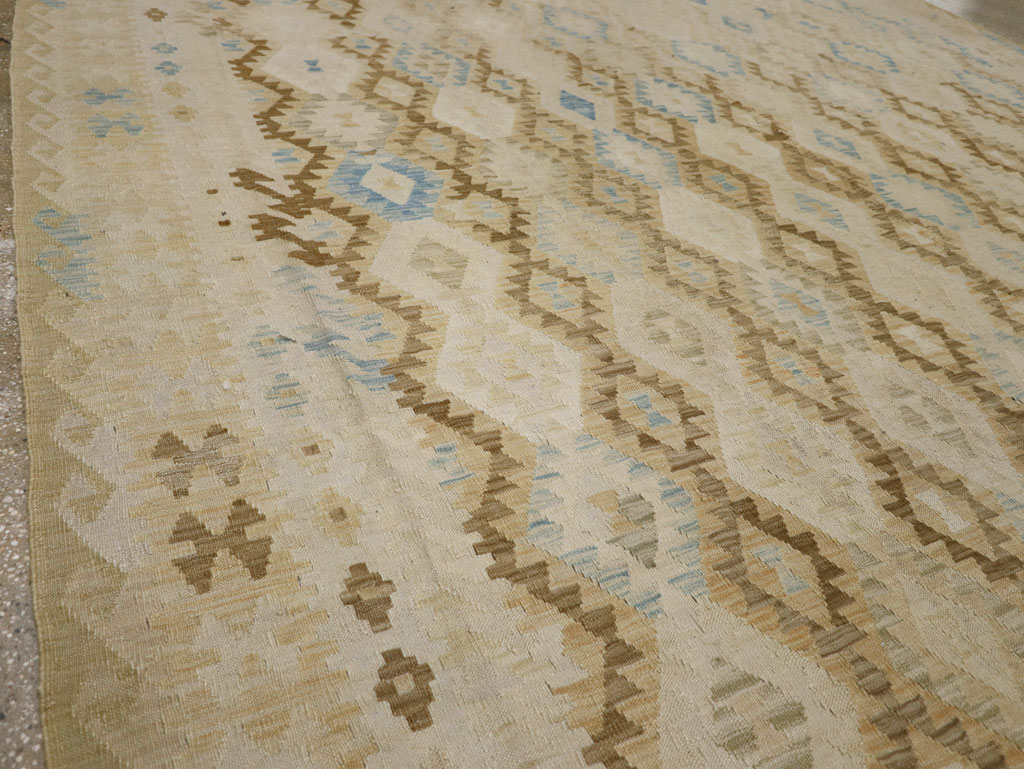 Vintage Turkish Flatweave Kilim Large Room Size Carpet, No.33348 - Gsblank