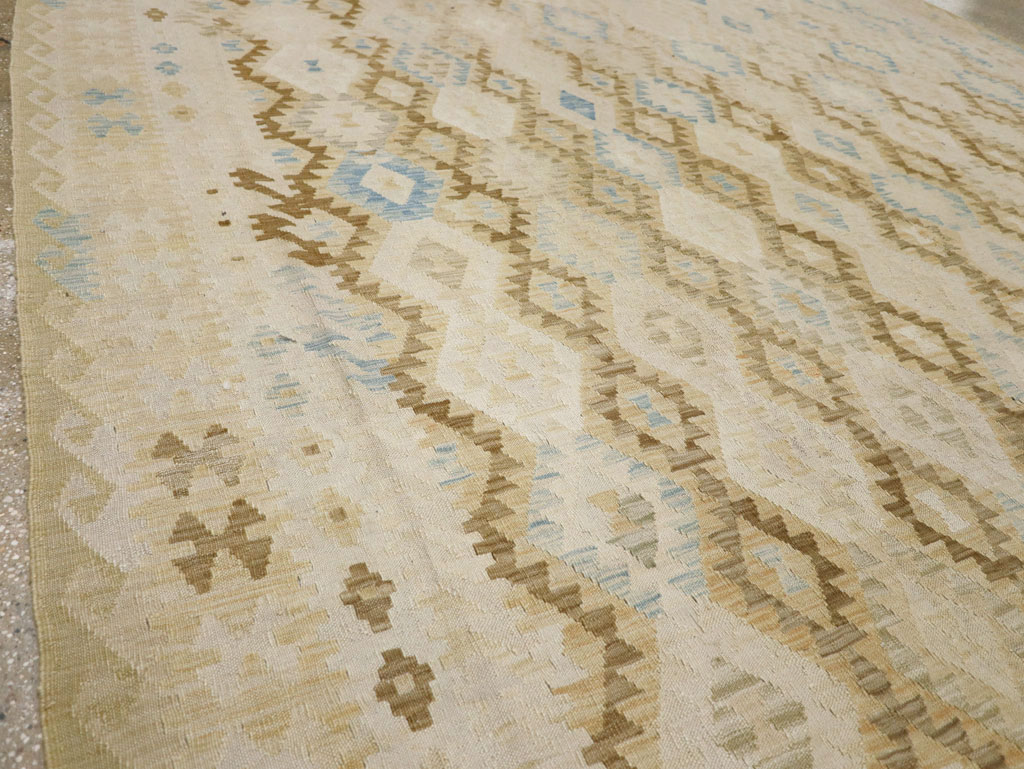 Vintage Turkish Flatweave Kilim Large Room Size Carpet, No.33348 - Gsblank