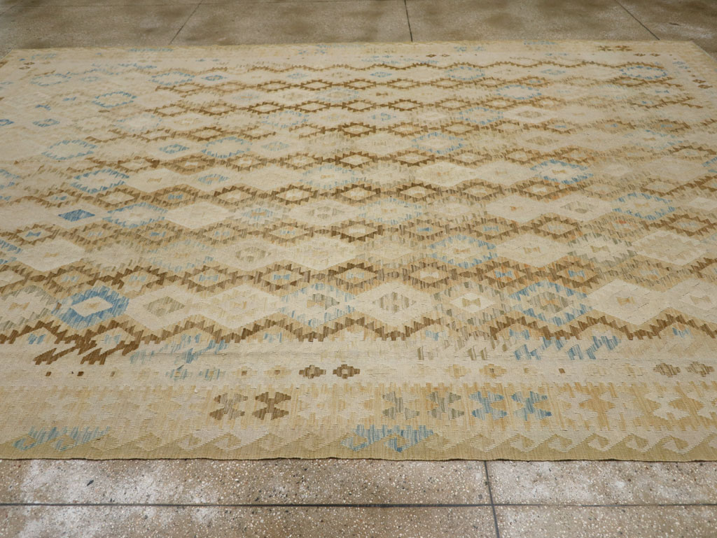 Vintage Turkish Flatweave Kilim Large Room Size Carpet, No.33348 - Gsblank