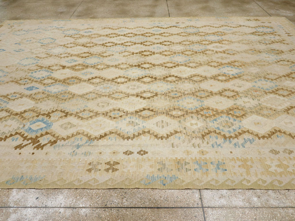 Vintage Turkish Flatweave Kilim Large Room Size Carpet, No.33348 - Gsblank