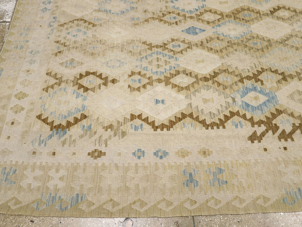 Vintage Turkish Flatweave Kilim Large Room Size Carpet, No.33348 - Gsblank
