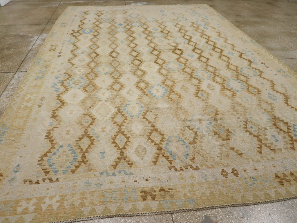 Vintage Turkish Flatweave Kilim Large Room Size Carpet, No.33348 - Gsblank