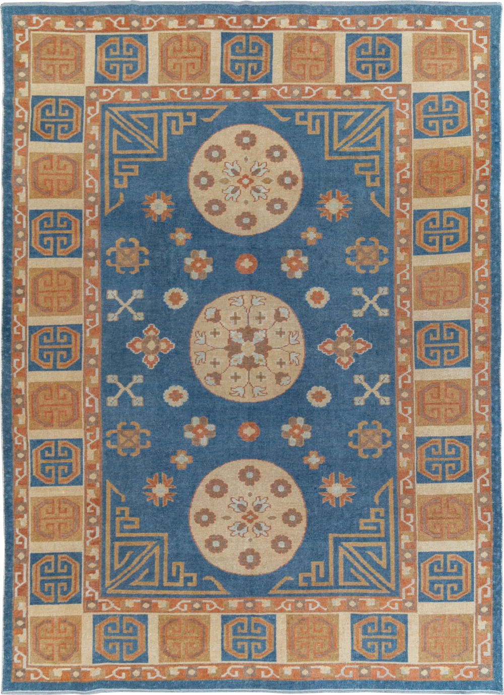 Vintage East Turkestan Khotan Room Size Carpet, No.33352 - Gsblank