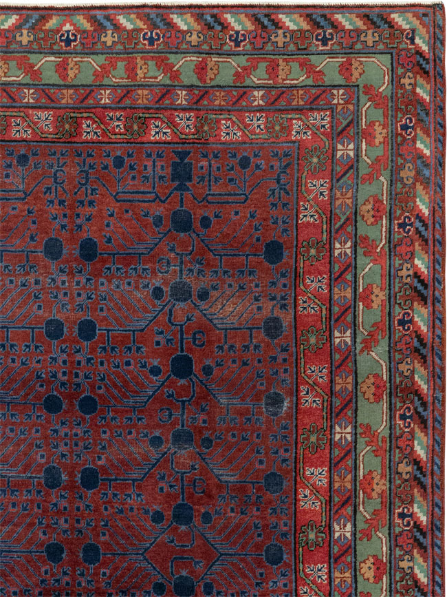 Antique East Turkestan Khotan Accent Rug, No.33356 - Gsblank