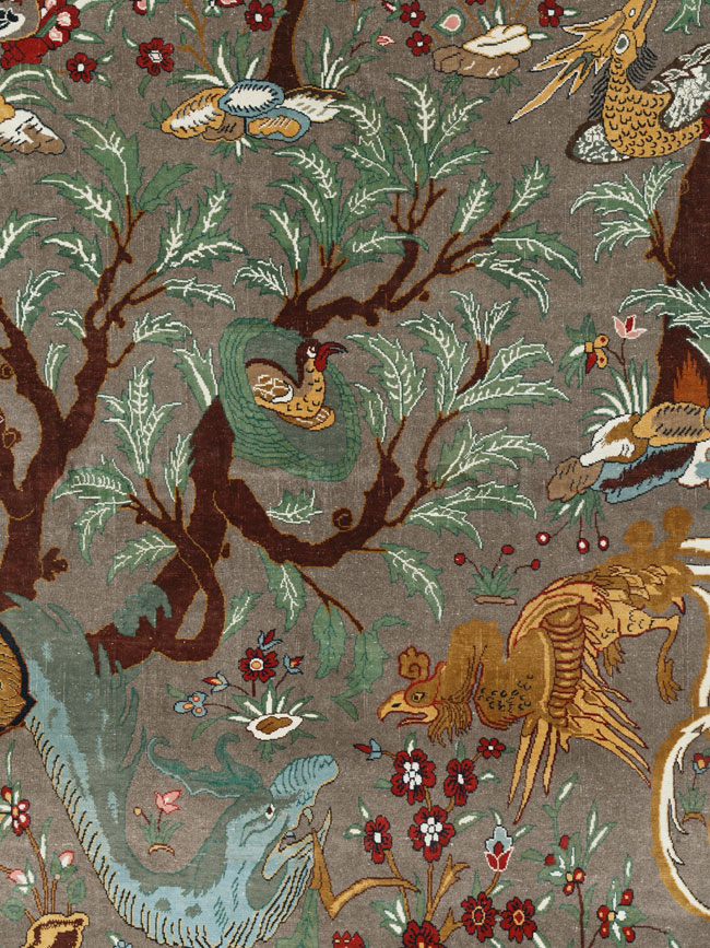 Vintage Persian Mashad Pictorial Room Size Carpet, No.33361 - Gsblank