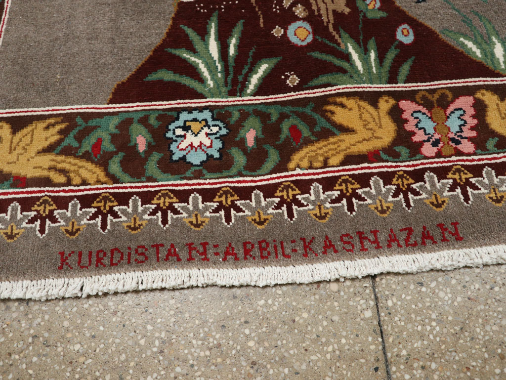 Vintage Persian Mashad Pictorial Room Size Carpet, No.33361 - Gsblank