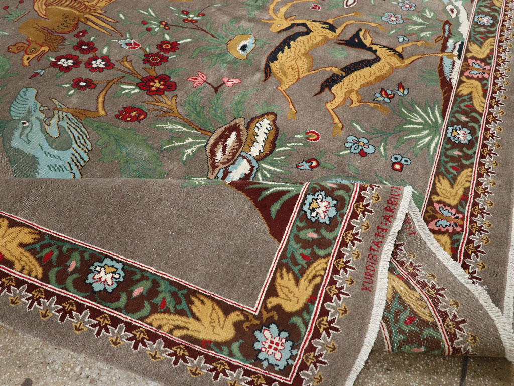 Vintage Persian Mashad Pictorial Room Size Carpet, No.33361 - Gsblank