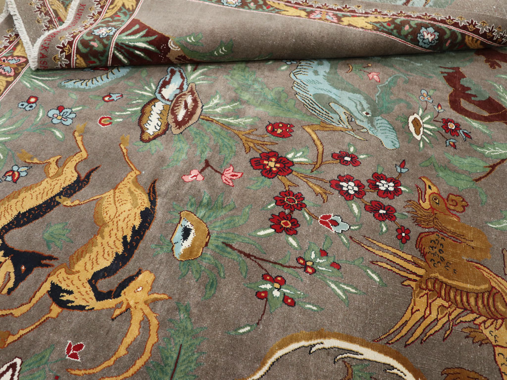 Vintage Persian Mashad Pictorial Room Size Carpet, No.33361 - Gsblank