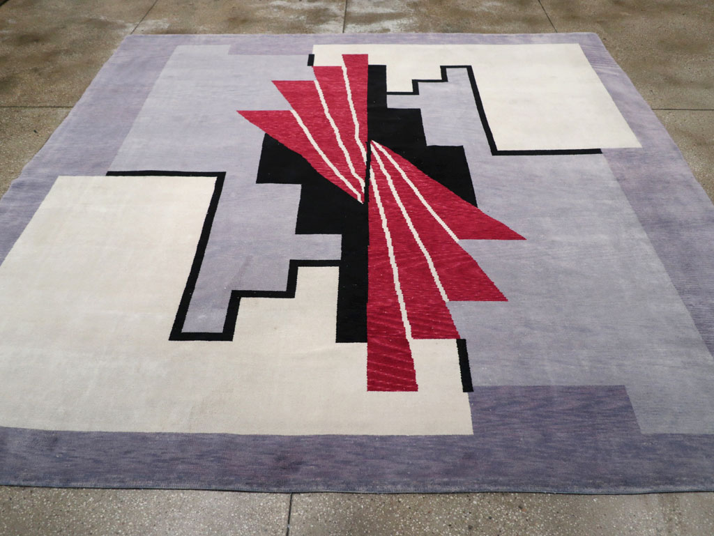 Modern Turkish Art Deco Square Room Size Carpet, No.33368 - Gsblank